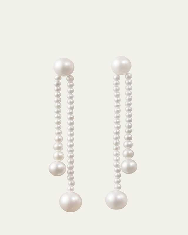 Grand Ruban de Perle 2-Strand Long Drop Earrings